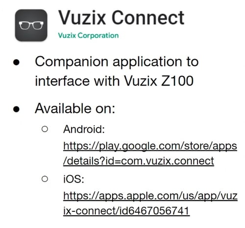 Vuzix Z100 Companion APP